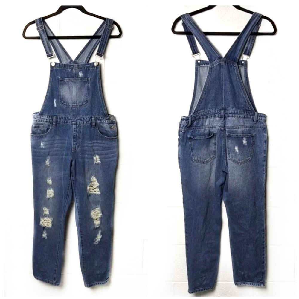 ASOS Glamorous Denim Overalls Ripped